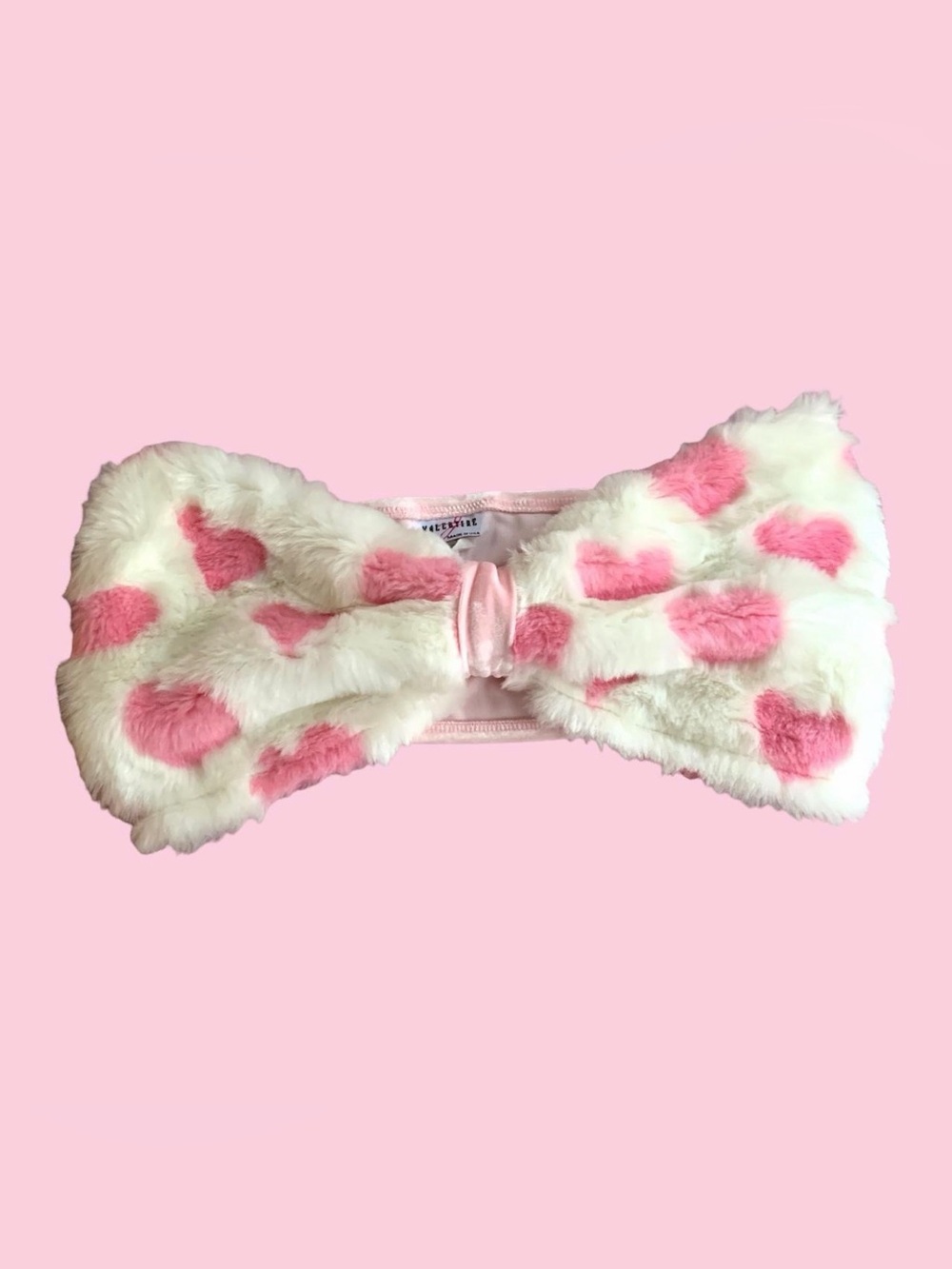 Vintage 90s Y2K mcbling rave fur pink and white heart bandeau top